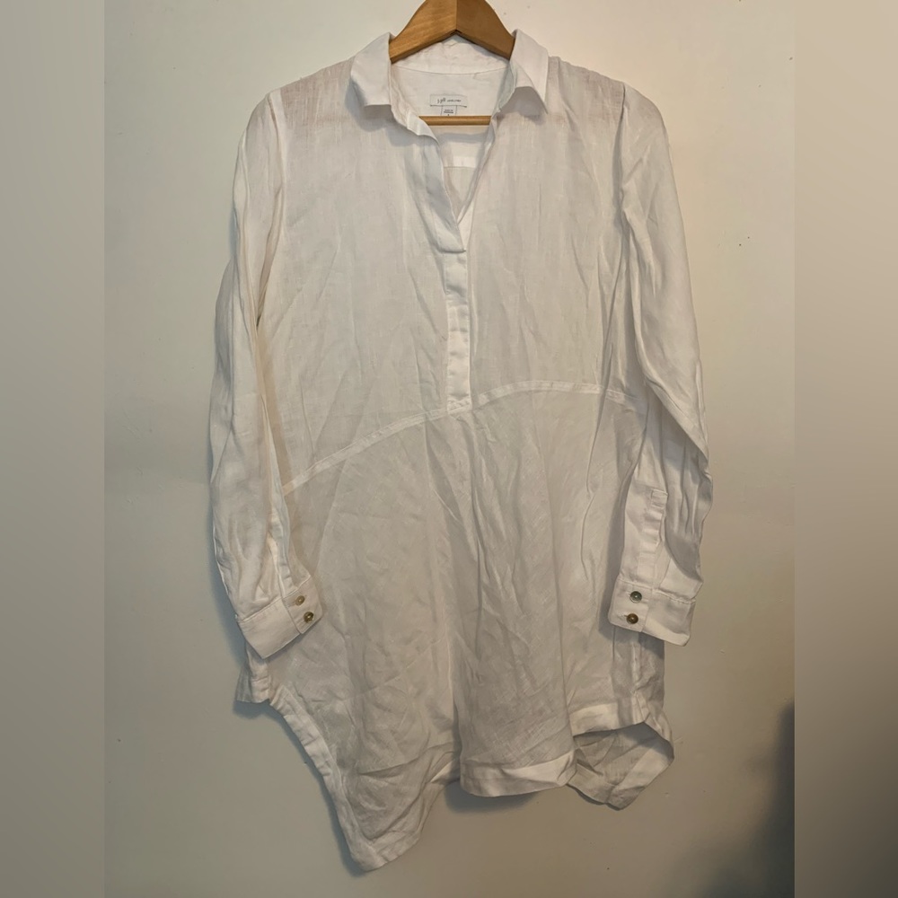 J. Jill Love Linen 100% Linen White Asymmetrical Hem Tunic